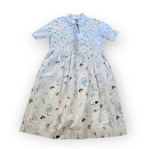 Hilda Henri Girl Dress Size 12 New White Floral Collard Ruffle Short Sleeves.